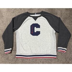Champion C Logo Heritage Fleece Sweatshirt Womens S Oxford Grey Pullover Varsity